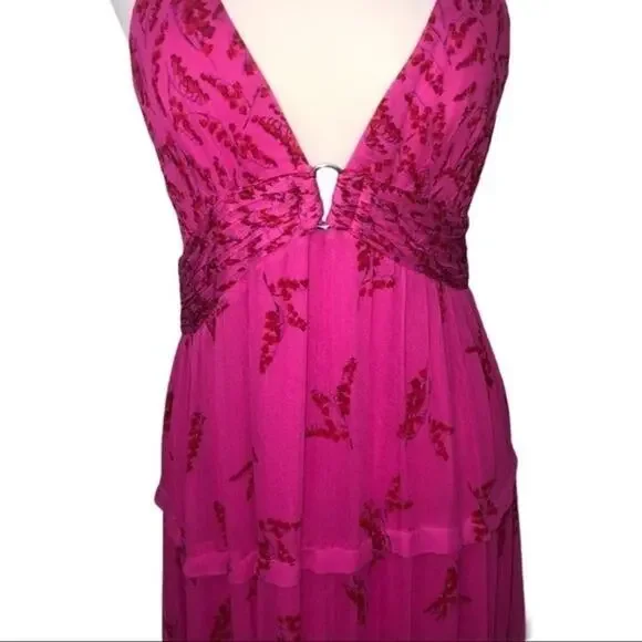 Ba&sh Masha Chiffon Printed Maxi Dress Pink Large - Picture 4 of 16